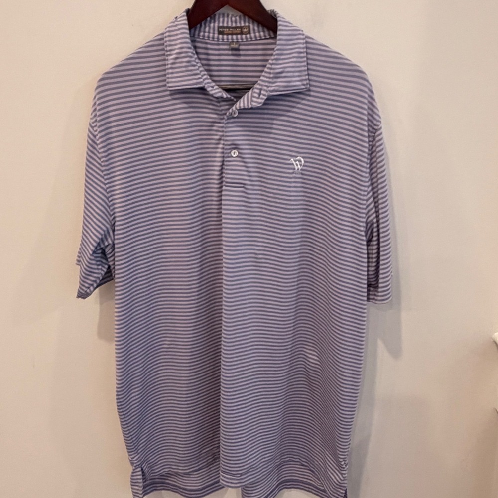 Peter Millar Summer Comfort Men L Purple Stripe Performance Golf Polo W 1954